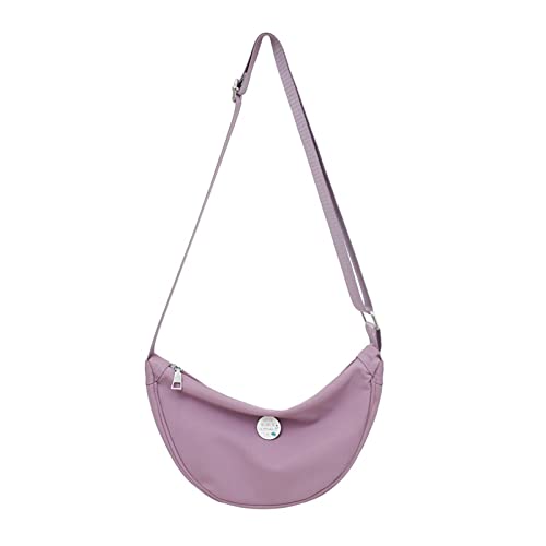 HUANIZI Modische Nylon-Umhängetasche für Damen, Schultertaschen, großes Fassungsvermögen, Damen-Reisetasche, Einkaufstasche, Kuriertasche, Violett, with pendant von HUANIZI