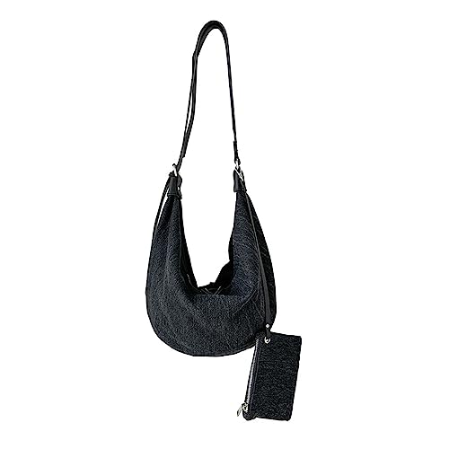 HUANIZI Modische Umhängetasche für Damen und Herren, große Kapazität, lässige Knödeltasche, Handtasche, Geldbörse, Schwarz, As picture shown von HUANIZI