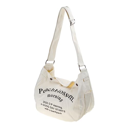 HUANIZI Modische Umhängetasche mit Buchstaben-Druck, für Damen, lässig, Studenten, Klasse, große Kapazität, Messenger-Tasche, Crossbady-Tasche, Beige, 36.5x18x29cm von HUANIZI