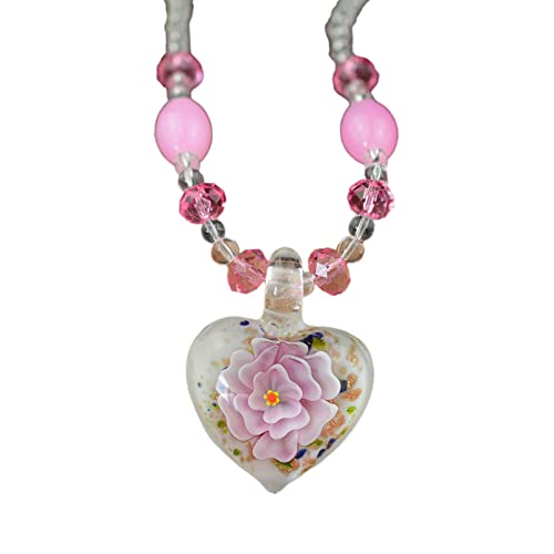 HUANIZI Modische mehrfarbige Herz-Anhänger-Halskette, Glas-Anhänger, Schlüsselbeinkette, buntes Lampwork-Glas-Schlüsselbein-Kette von HUANIZI