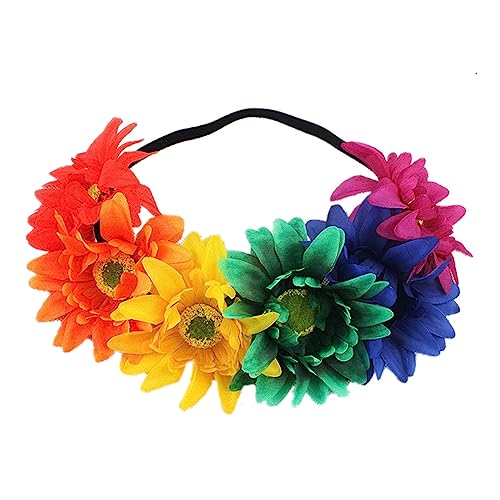 HUANIZI Modisches, mehrfarbiges Haarband in Blumenform, elastisch, für Bühne, Hochzeit, Party, Damen-Styling-Stirnband von HUANIZI