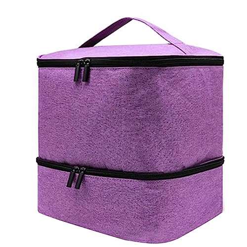 HUANIZI Nagellack-Organizer-Tasche für NailTech, abnehmbare doppellagige Tragetasche für 30 Flaschen Nagellack, Violett, 24x24x20.5cm von HUANIZI