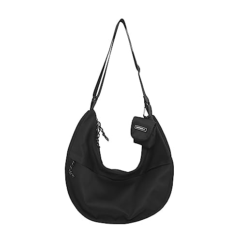 HUANIZI Nylon Crossbody Bag Dumpling Bag Simple Bag Sling Bags Casual Bags Shoulder Handtaschen für Frauen Mädchen, Schwarz, As picture shown von HUANIZI