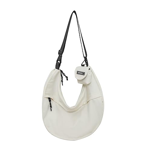 HUANIZI Nylon Crossbody Bag Dumpling Bag Simple Bag Sling Bags Casual Bags Shoulder Handtaschen für Frauen Mädchen, Weiss/opulenter Garten, As picture shown von HUANIZI