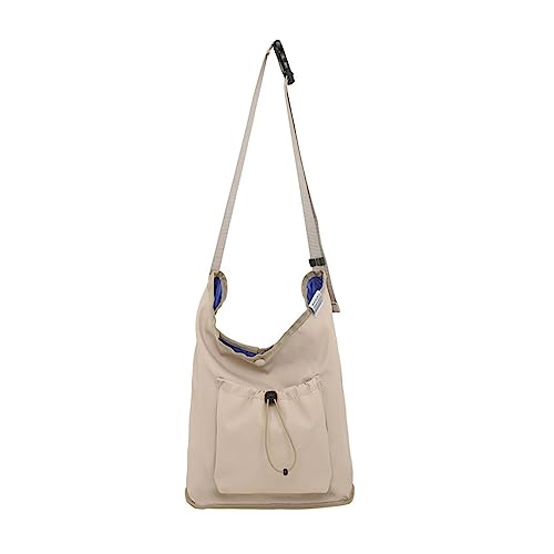 HUANIZI Nylon-Tasche mit Kordelzug, Umhängetasche, lässig, Einkaufstasche, große Kapazität, Schultertasche für Mädchen und Damen, Mehrzweck-Taschen, Khaki, 34x11x38cm von HUANIZI