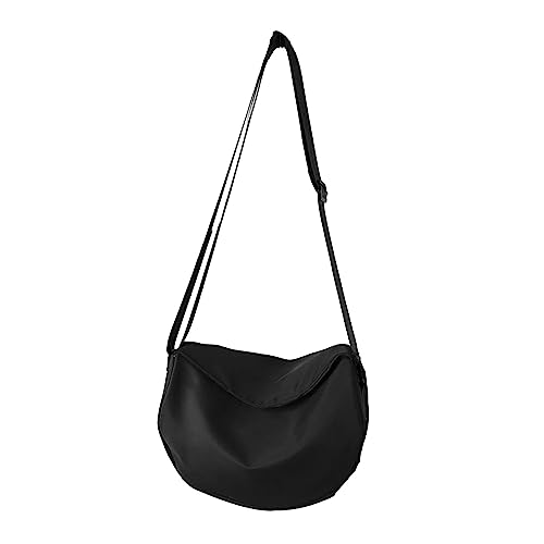 HUANIZI Nylon-Umhängetasche, einfarbig, Halbmondtasche, Schultertasche für Mädchen, Damen, vielseitige Taschen, trendige Sporttaschen, Schwarz, 21x10x17cm von HUANIZI