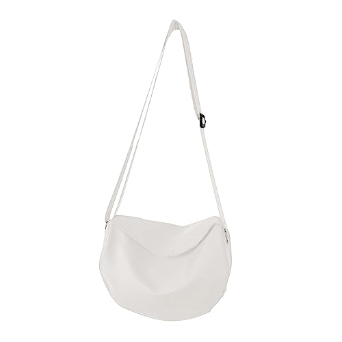 HUANIZI Nylon-Umhängetasche, einfarbig, Halbmondtasche, Schultertasche für Mädchen, Damen, vielseitige Taschen, trendige Sporttaschen, Weiss/opulenter Garten, 21x10x17cm von HUANIZI