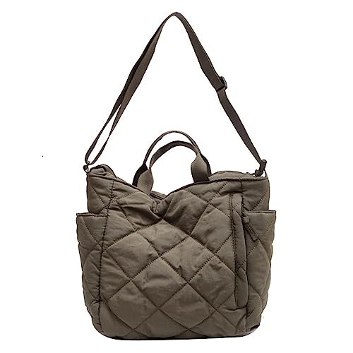 HUANIZI Nylontasche, Freizeittasche, große Kapazität, Schultertasche für Damen, einfarbig, trendige Tasche, Reisetasche, Herbst, Winter, Grün , 30x12x28cm von HUANIZI