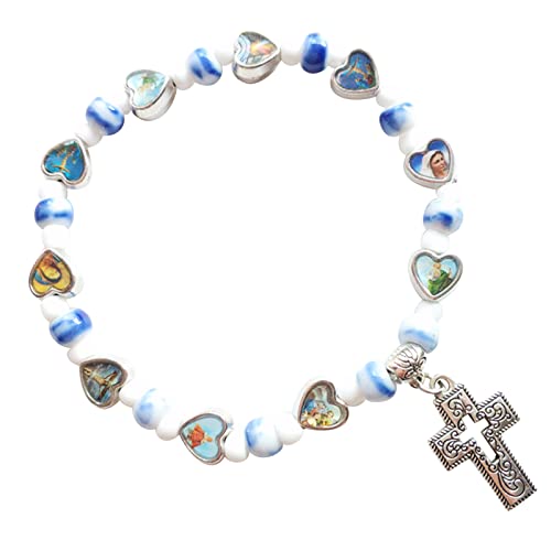 HUANIZI Perlenarmbänder, Kreuzanhänger, Perlenarmband, elastisches Perlenarmband, für Damen und Mädchen, Party-Schmuck, elastische Armbänder von HUANIZI