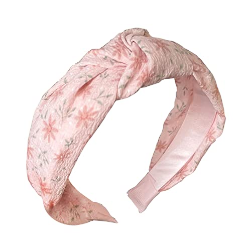 HUANIZI Pinkes Stirnband für Damen, Knoten, gepolstertes Stirnband, breites Stirnband, Falten-Stirnband, Rosen-Stirnband von HUANIZI