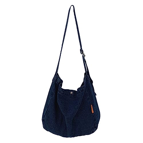 HUANIZI Simple Crossbody Bag Damen Vintage Messenger Bag Große Kapazität Schultertasche für Outdoor Schule Einkaufen, Tiefes Blau, 36x13x32cm von HUANIZI