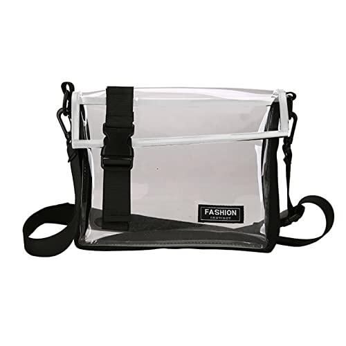 HUANIZI Sommer-Umhängetasche aus PVC, transparent, für Damen, einfarbig, mit Klappe, Schultertasche, Strandtasche, Weiss/opulenter Garten, AS THE PIC SHOW von HUANIZI