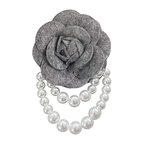 HUANIZI Stoff-Brosche mit Kamelien-Blume, Perlen, Anstecknadeln, Modeschmuck, Brosche für Damen, Hemd, Kragen, Zubehör, as the pic show, Metall, Ohne Edelstein von HUANIZI