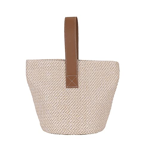 HUANIZI Strohbeutel für Damen und Mädchen, Eimertasche mit Griffen, Strandtasche, Geldbörsen und Handtaschen, Beige, AS THE PIC SHOW von HUANIZI