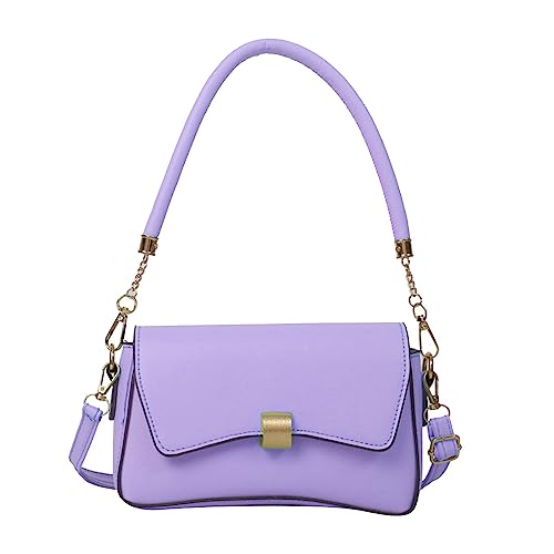 HUANIZI Tasche Freizeit Mode Achseltasche Große Kapazität PU Umhängetasche Mädchen Frauen Trendy Tasche Crossbody Tasche Unterarmtasche, Violett, 21x5.5x12.5cm von HUANIZI