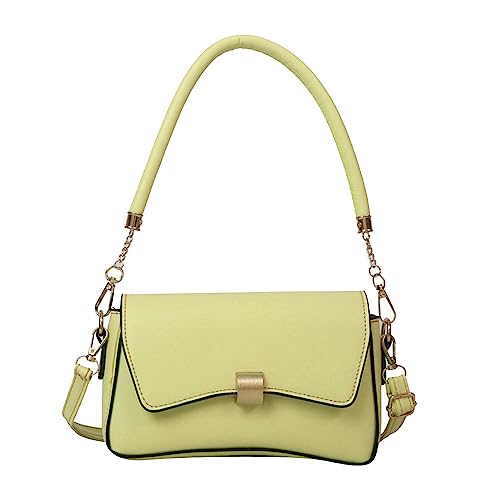 HUANIZI Tasche Freizeit Mode Achseltasche Große Kapazität PU Umhängetasche Mädchen Frauen Trendy Tasche Crossbody Tasche Unterarmtasche, gelb, 21x5.5x12.5cm von HUANIZI