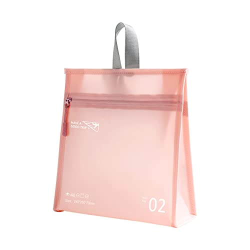 HUANIZI Tragbare Reise-Kulturbeutel, PVC, Make-up-Tasche, Kosmetik-Organizer, großes Fassungsvermögen, lässiger Aufbewahrungshalter für Damen und Mädchen, RH2312 rosa vertikal, AS THE PIC SHOW von HUANIZI