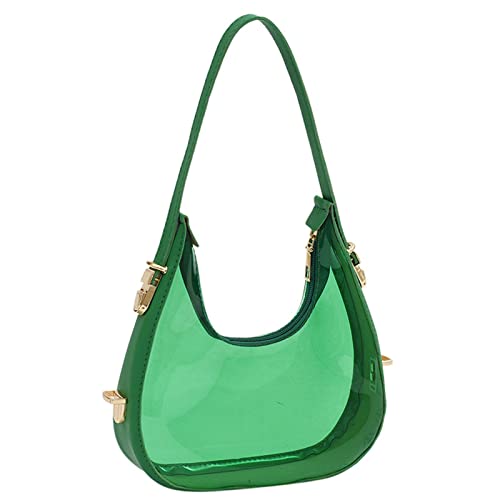 HUANIZI Transparente durchsichtige Jelly Unterarmtasche Schultertasche für Damen Luxus Geldbörsen und Handtaschen Sactchel Bag, Grün , 10x20x6cm von HUANIZI