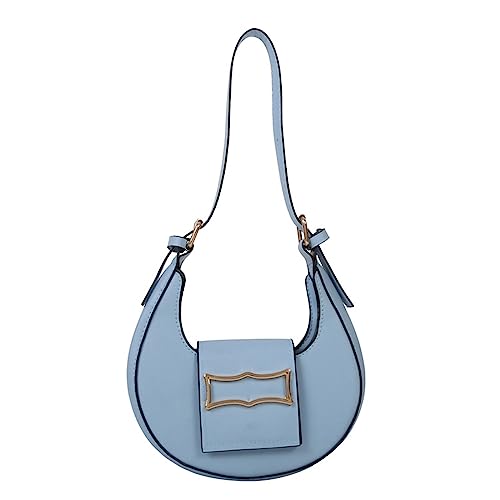 HUANIZI Trendige Handtaschen PU Umhängetasche Satteltaschen für Frauen Mädchen Unterarmtasche Luxus Sactchel Bag, Blau, 18x5.5x19.5cm von HUANIZI