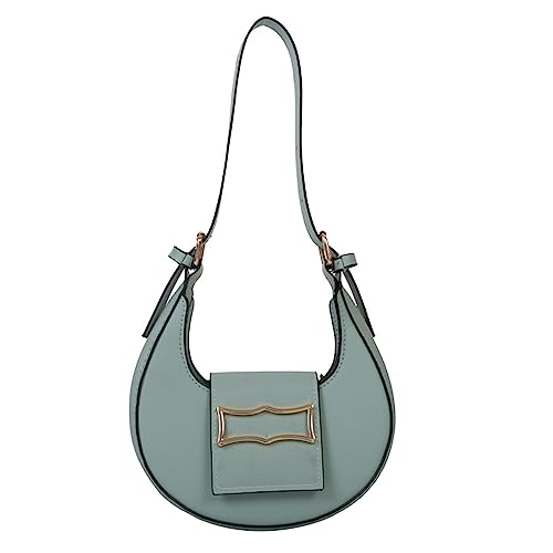 HUANIZI Trendige Handtaschen PU Umhängetasche Satteltaschen für Frauen Mädchen Unterarmtasche Luxus Sactchel Bag, Grün , 18x5.5x19.5cm von HUANIZI