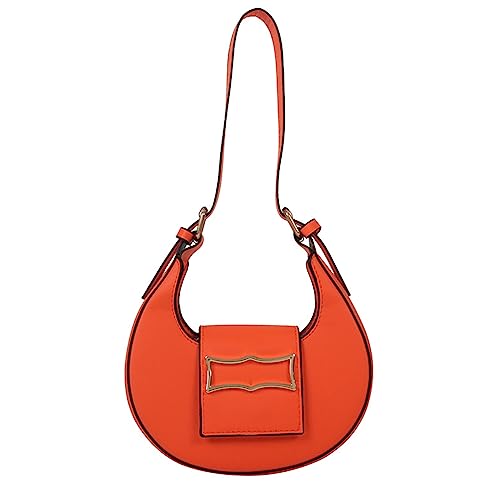 HUANIZI Trendige Handtaschen PU Umhängetasche Satteltaschen für Frauen Mädchen Unterarmtasche Luxus Sactchel Bag, Orange/Abendrot im Zickzackmuster (Sunset Chevron), 18x5.5x19.5cm von HUANIZI