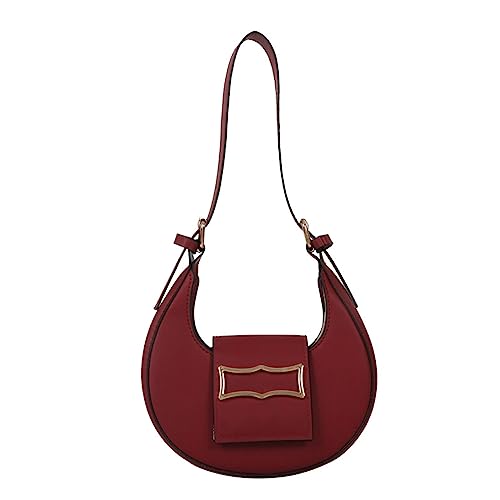 HUANIZI Trendige Handtaschen PU Umhängetasche Satteltaschen für Frauen Mädchen Unterarmtasche Luxus Sactchel Bag, R, 18x5.5x19.5cm von HUANIZI