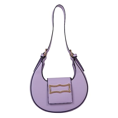 HUANIZI Trendige Handtaschen PU Umhängetasche Satteltaschen für Frauen Mädchen Unterarmtasche Luxus Sactchel Bag, Violett, 18x5.5x19.5cm von HUANIZI