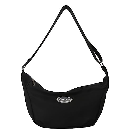 HUANIZI Vielseitige Nylon-Umhängetasche, Knödeltasche, einfache Tasche, Schultertasche, Handtasche für Damen und Mädchen, Schwarz, 5x9x16cm von HUANIZI