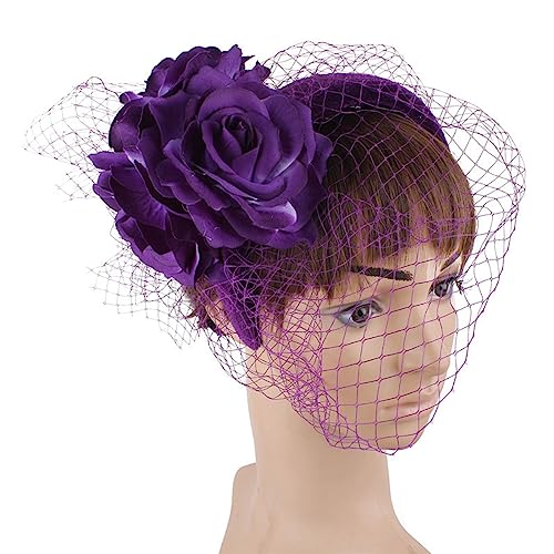 HUANIZI Vintage-Fascinator-Stirnband, exquisite Rose, für Teeparty, Hochzeit, Kostüm, Pillbox, Hut, Dame, Kopfbedeckung für Beerdigung/Hochzeit von HUANIZI