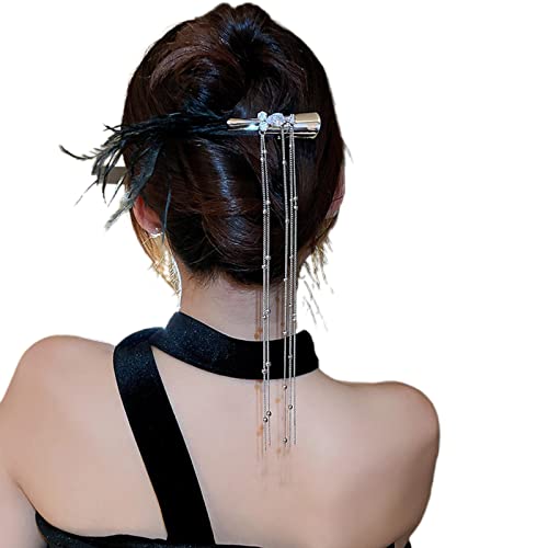 Haarspange mit Entenschnabel-Feder, Gothic-Stil, für Damen, Geburtstagsparty, Karneval, rutschfest, Haarspange von HUANIZI
