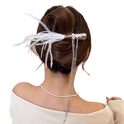 Haarspange mit Entenschnabel-Feder, Gothic-Stil, für Damen, Geburtstagsparty, Karneval, rutschfest, Haarspange von HUANIZI