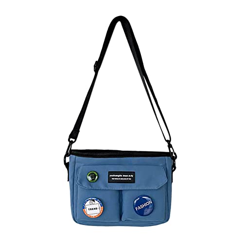 Harajuku Lässige kleine Umhängetasche für Damen und Herren, einfache Umhängetasche, Handy-Tasche und Geldbörsen, Nylon-Handtaschen, Blau, AS THE PIC SHOW von HUANIZI