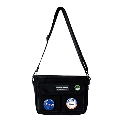 Harajuku Lässige kleine Umhängetasche für Damen und Herren, einfache Umhängetasche, Handy-Tasche und Geldbörsen, Nylon-Handtaschen, Schwarz, AS THE PIC SHOW von HUANIZI