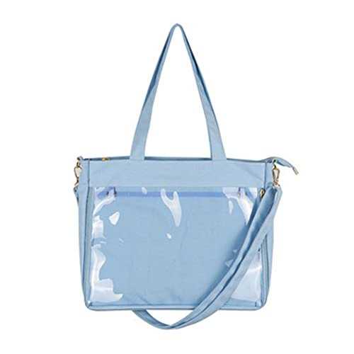 JK Umhängetasche für Mädchen, niedliche Umhängetasche, Damen, transparent, Kuriertasche, schöne Handtasche, Studenten, Segeltuch, Hell, blau, Mesh cloth binding b von HUANIZI