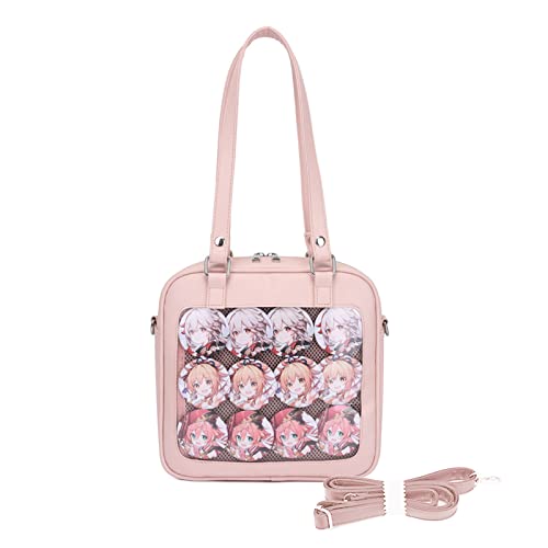 Niedliche Umhängetasche für Mädchen, kleine Umhängetasche, 3-Wege-Uniform-Tasche, Teenager, JK, Crossbody-Tasche, quadratischer Rucksack, Damen-Handtasche, Rosa, AS THE PIC SHOW von HUANIZI