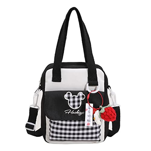 Schultertasche Harajuku Mädchen JK Bag Canvas Handtasche Student Transparent Crossbody Taschen für Frauen Mädchen, Schwarz, AS THE PIC SHOW von HUANIZI