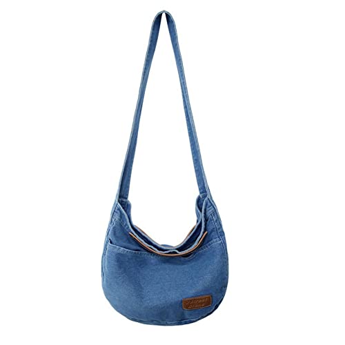 Schultertasche für Damen, Hobo-Tasche, lässige Tasche, modische Umhängetasche, großes Fassungsvermögen, Hell, blau, AS THE PIC SHOW von HUANIZI