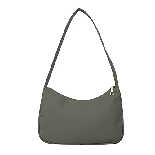 Schultertaschen für Damen, niedliche Hobo-Handtasche, Nylon, Achseltasche, Clutch, Geldbörse, Reißverschluss, einfarbige Taschen, Grün , AS THE PIC SHOW von HUANIZI