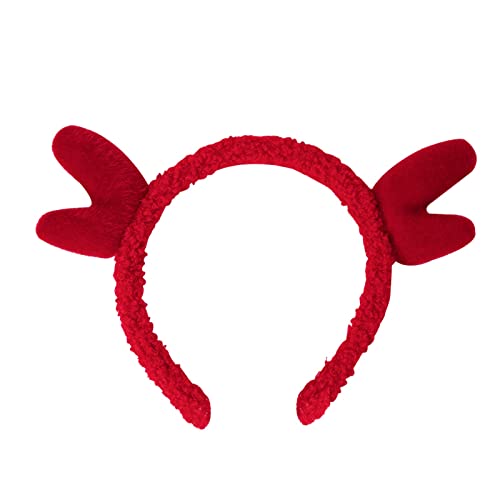 Stirnband Damen niedlich Blatt Stirnband Stirnband Stirnband festliche Party Dekoration Cosplay Kostüm handgefertigt Haarring Zubehör rot Weihnachten Baby Waschhandschuh Tier (A-Red, One Size) von HUANLE