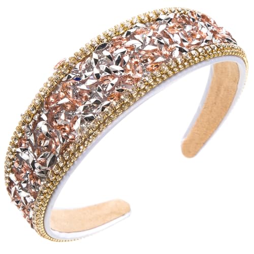 1 Stück Kristallverzierte Stirnbänder Breites Strass-Haarband Bling Diamant-Haarbänder Rutschfeste Perlen-Stirnbänder für Frauen von HUANMAYE