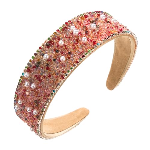 1 Stück Kristallverzierte Stirnbänder Breites Strass-Haarband Bling Diamant-Haarbänder Rutschfeste Perlen-Stirnbänder für Frauen von HUANMAYE