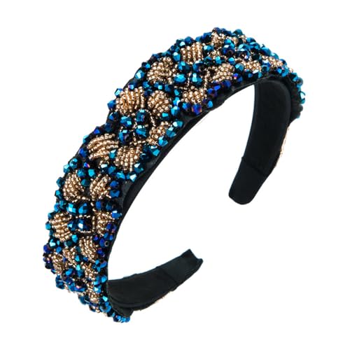 1PCS Breite Alice Bänder Strass Stirnbänder Glitter gepolstert Haarschmuck Kristall verschönert Perlen Haarband elastisch kein Rutschen Kopfbedeckung für Frauen von HUANMAYE