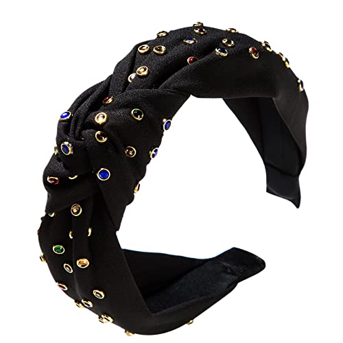 1Pcs Strass Stirnbänder Glitter gepolstertes Haar Zubehör Kristall verschönert Perlen Haar Bands breite Kopfbedeckung für Frauen Mädchen von HUANMAYE