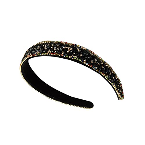 1Pcs Strass Stirnbänder Glitter gepolstertes Haar Zubehör Kristall verschönert Perlen Haar Bands breite Kopfbedeckung für Frauen Mädchen (Diamond1DE) von HUANMAYE