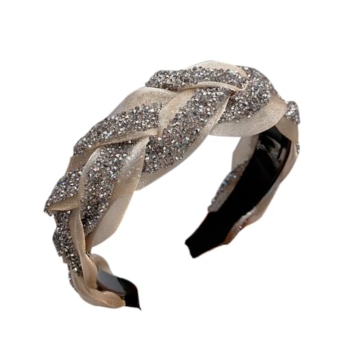 1Pcs Strass Stirnbänder Glitter gepolstertes Haar Zubehör Kristall verschönert Perlen Haar Bands breite Kopfbedeckung für Frauen Mädchen (Slikheadband) von HUANMAYE