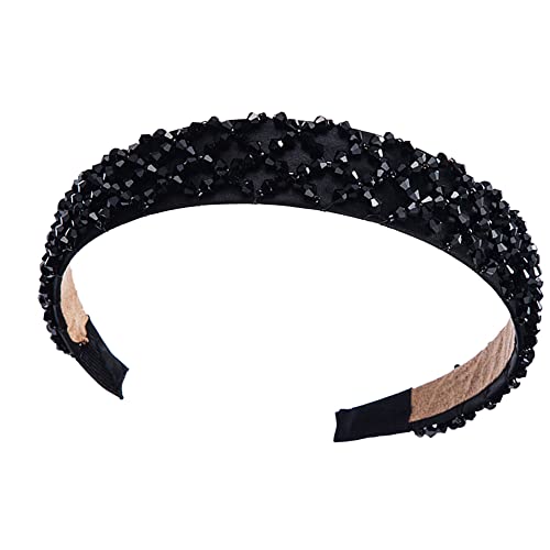 1Pcs Strass Stirnbänder Glitter gepolstertes Haar Zubehör Kristall verschönert Perlen Haar Bands breite Kopfbedeckung für Frauen Mädchen von HUANMAYE