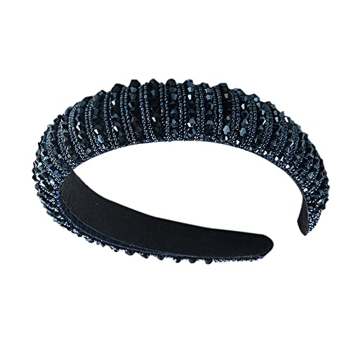 1Pcs Strass Stirnbänder Glitter gepolstertes Haar Zubehör Kristall verschönert Perlen Haar Bands breite Kopfbedeckung für Frauen Mädchen von HUANMAYE