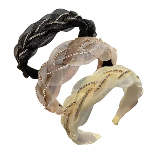 3PCS Stirnbänder für Frauen Haare Boho Wrap Tie Mode Haarbänder Elastische Twist Haartuch Hübsche Fliege Breite Alice Haarbänder für Frauen Uk und Mädchen (14ALace) von HUANMAYE