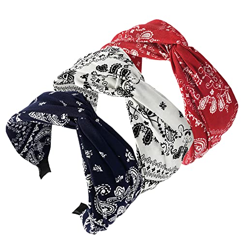 3PCS Stirnbänder für Frauen Haare Boho Wrap Tie Mode Haarbänder Elastische Twist Haartuch Hübsche Fliege Breite Alice Haarbänder für Frauen Uk und Mädchen von HUANMAYE