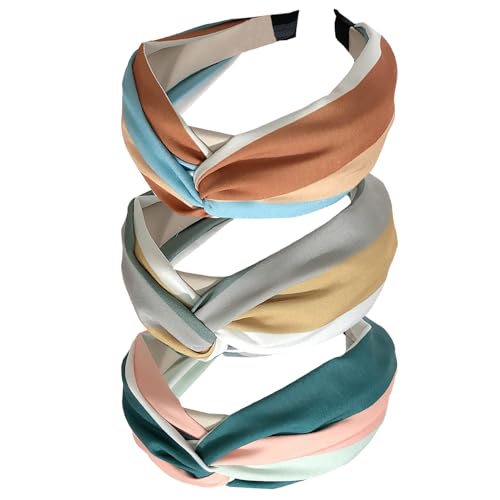 3PCS Stirnbänder für Frauen Haare Boho Wrap Tie Mode Haarbänder Elastische Twist Haartuch Hübsche Fliege Haarbänder Breite Alice Haarbänder für Frauen Uk und Mädchen von HUANMAYE